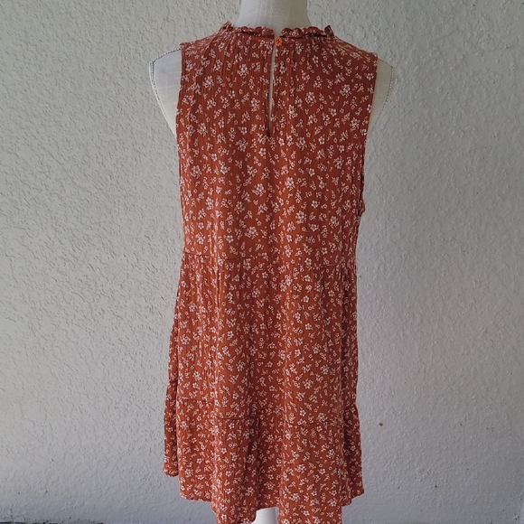 True Craft Rust Floral Mini Dress Size Large - Picture 3 of 7